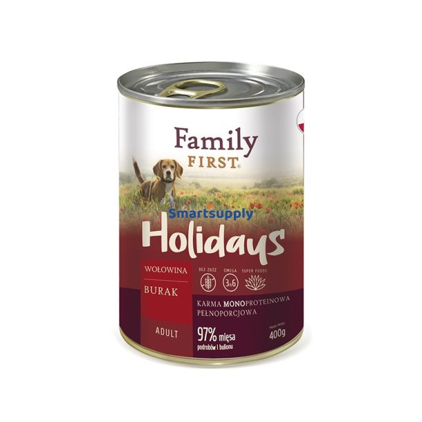 Family First Holidays Voksen Oksekd Med Rdbeder - Vdfoder Til Hunde - 400 G