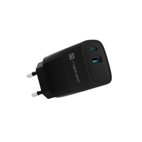 NATEC RIBERA GAN OPLADER 1X USB-A + 1X USB-C 30W SORT