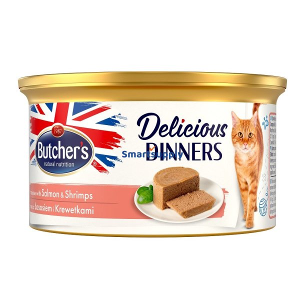 BUTCHER'S Delicious Dinners Salmon and shrimp - v�dfoder til katte - 85 g