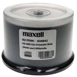MAXELL CD-R 700MB 52x80 min, spindel, printbar disk