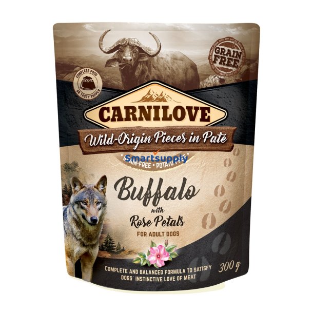 Carnilove Dog Pouch Wild Buffalo &amp; Rose Kronblade - Vdfoder Til Hunde - 300G