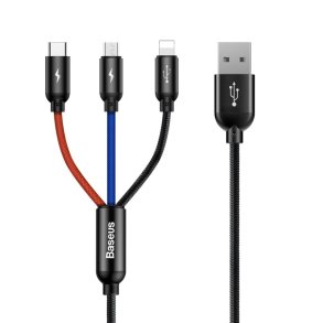 BASEUS Colorfone CAMLT-BSY01 USB-kabel 1,2 m USB A 3 x USB C Sort, Rd, Bl