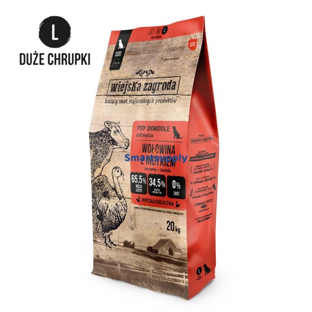 COUNTRY FARM Oksek�d med kalkun L - t�rt hundefoder - 20 kg