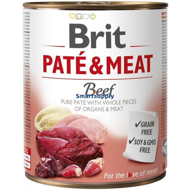 Brit Pat&eacute; &amp; Kd Med Oksekd - Vdfoder Til Hunde - 800G