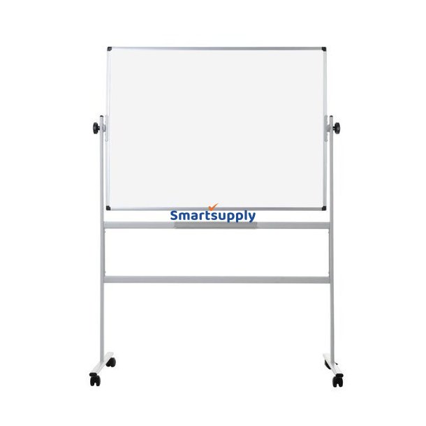 Whiteboard p� hjul med vendbar magnetisk tavle 150x120cm