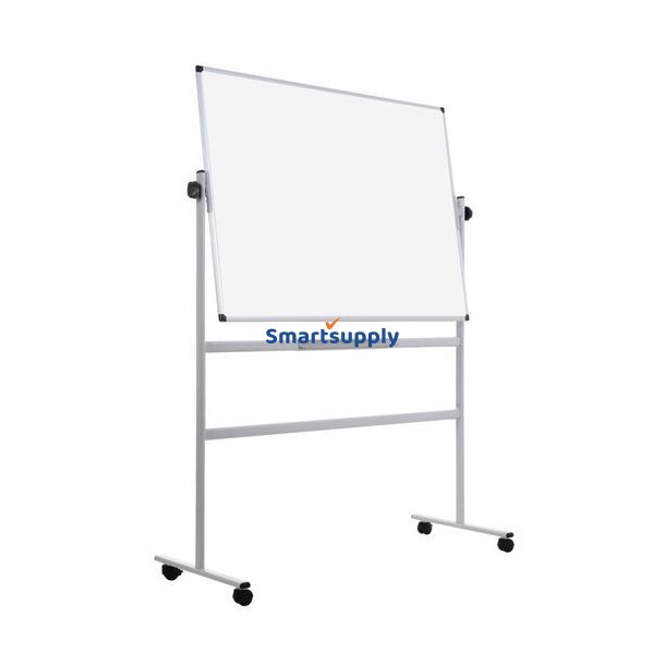 Whiteboard p� hjul med vendbar magnetisk tavle 120x90cm
