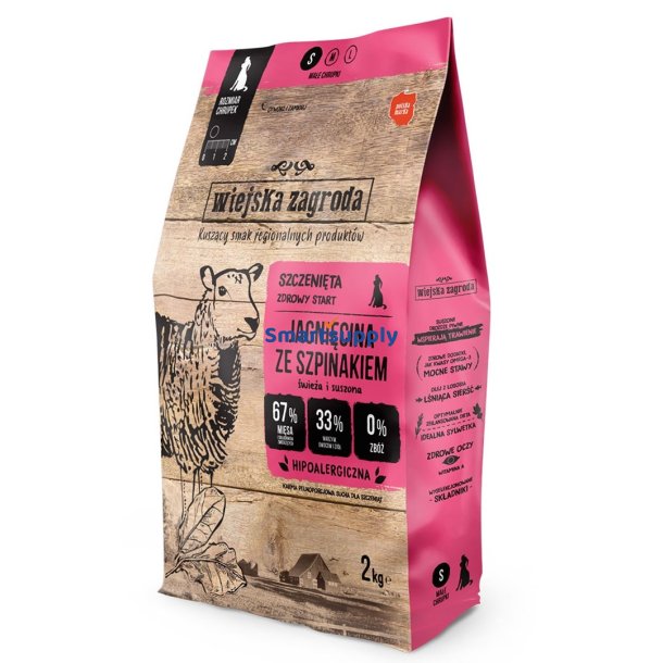 WIEJSKA ZAGRODA  Lamb with spinach S puppy - t�rfoder til hunde - 2kg