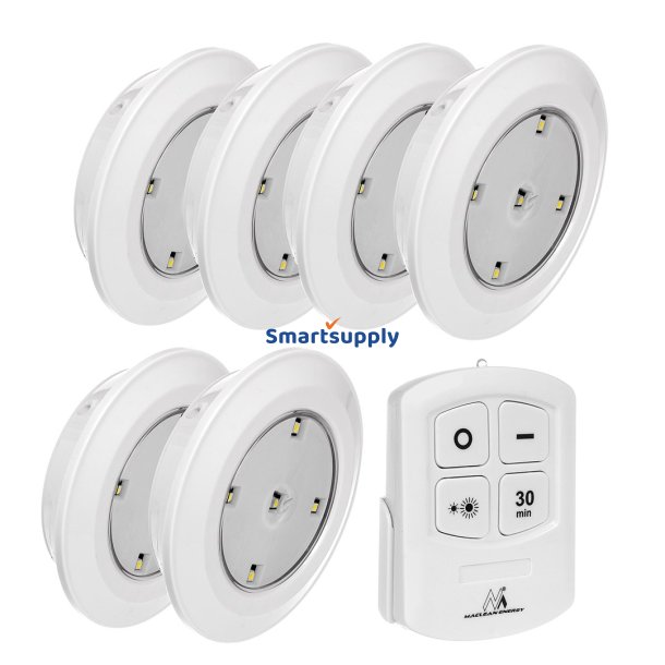 Lampest 6 LED Maclean Energy med fjernbetjening til batterier 3xAA MCE165