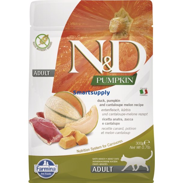 Farmina N &amp; D Pumpkin Cat And Og Cantaloupe Melon Voksen - Trfoder Til Kat - 300 G