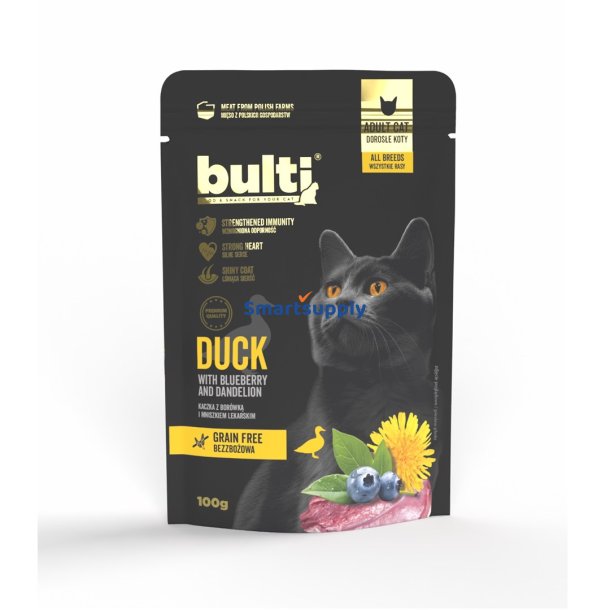 BULTI Superfoods Duck mince with blueberries and dandelion - v�d kattefoder - 100g