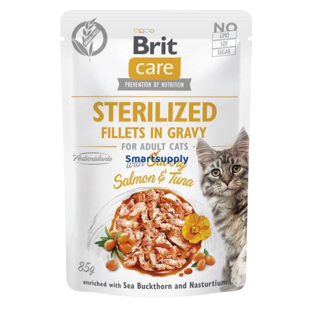 BRIT Care Cat Sterilized Salmon&Tuna Pouch - vd kattefoder - 85 g
