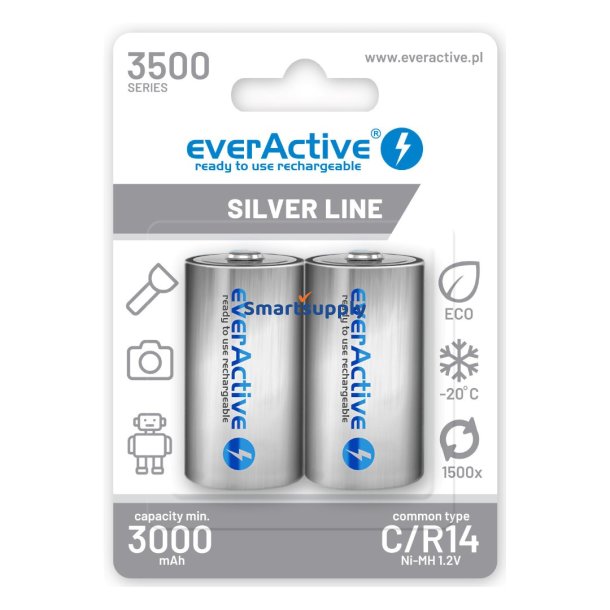 Genopladelige Batterier Everactive R14/C Ni-Mh 3500 mAh Klar Til Brug
