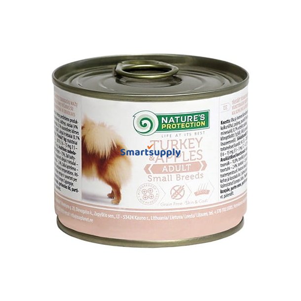 NATURENS BESKYTTELSE Voksen lille kalkun og bler - vdt hundefoder - 200 g