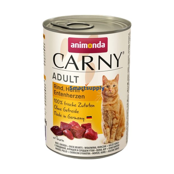 ANIMONDA Carny Adult Beef, chicken and duck hearts - vd kattefoder - 400g