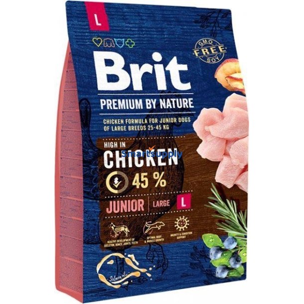 Brit Premium By Nature Junior Large Chicken - Trfoder Til Hunde - 3 Kg