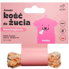AZANKI Hypoallergen knogle af hjorteskind med kanin og probiotika Puppy - godbid til hund - 10 cm