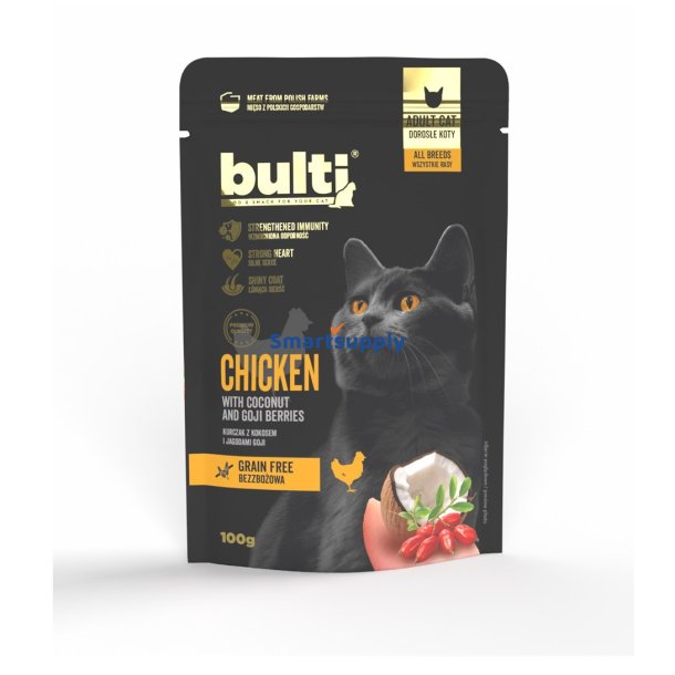 Bulti Superfoods Kylling Med Kokos Og Gojibr - Vdfoder Til Katte - 100G
