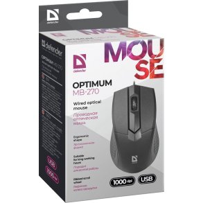 Defender Optimum MB-270 mus Kontor Hjre hnd USB Type-A Optisk 1000 dpi