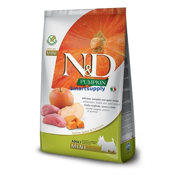 Farmina N &amp; D Pumpkin Adult Mini Boar &amp; Apple - Trfoder Til Hunde - 7 Kg