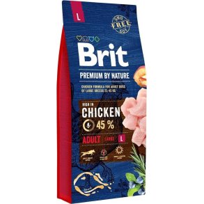 BRIT Premium by Nature Adult Large Chicken - trfoder til hunde - 15 kg