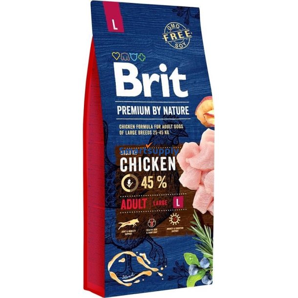 BRIT Premium by Nature Adult Large Chicken - t�rfoder til hunde - 15 kg