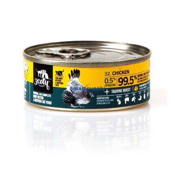 3Coty Kylling Med Spirulina Til Killinger Og Diende Katte - Vdfoder Til Katte - 80G