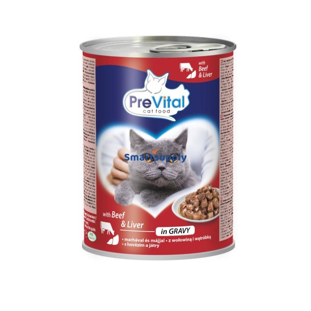 PREVITAL Cat Food med oksekd og lever i sauce - vdfoder til katte - 415 g