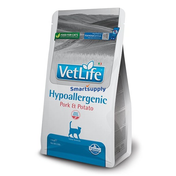 Farmina Vet Life Hypoallergen Feline Pork &amp; Kartoffel - Trfoder Til Kat - 1,5 Kg