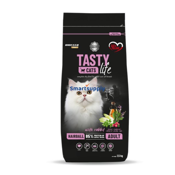 Biofeed Tasty Cats Life Hairball Rabbit - Trfoder Til Kat - 1,5 Kg