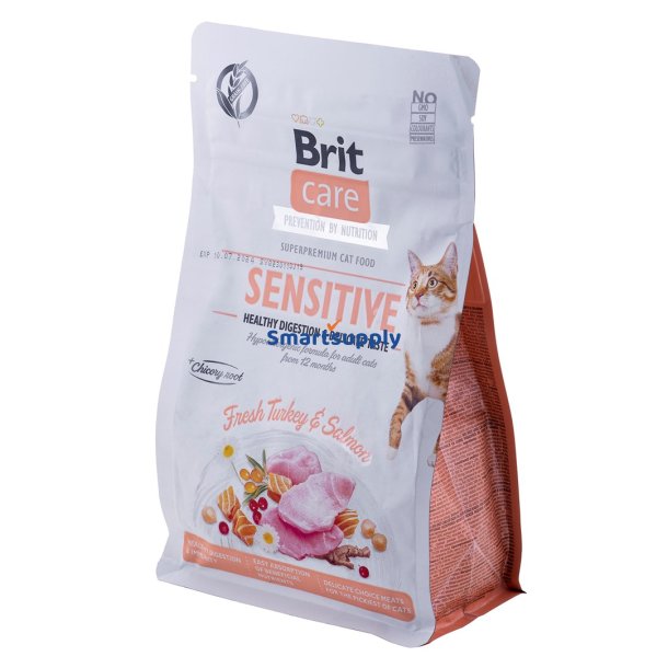 Brit Care Kornfri Sensitive Kalkun &amp; Laks - Trfoder Til Kat - 400 G
