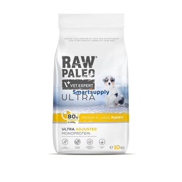 Vet Expert Raw Paleo Ultra Medium &amp; Large Puppy Kalkun - Trfoder Til Hvalpe - 10 Kg