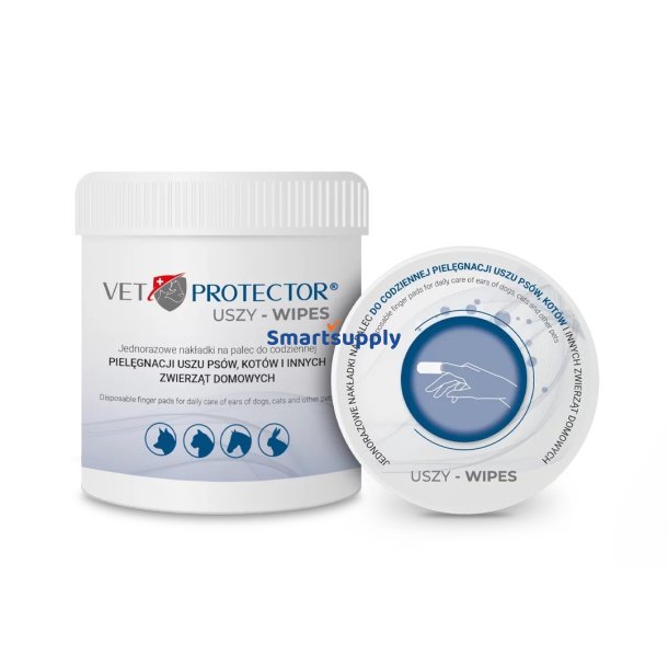 Jm Sante Vet Protector Ears Wipes - Fingerservietter Til rerensning Til Hunde, Katte Og Andre Dyr  50 Stk
