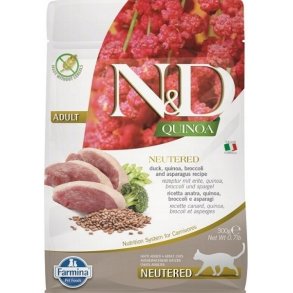 FARMINA N&D Quinoa Cat Duck, Broccoli, Asparagus Neutered Adult  - trfoder til kattekillinger - 300 g