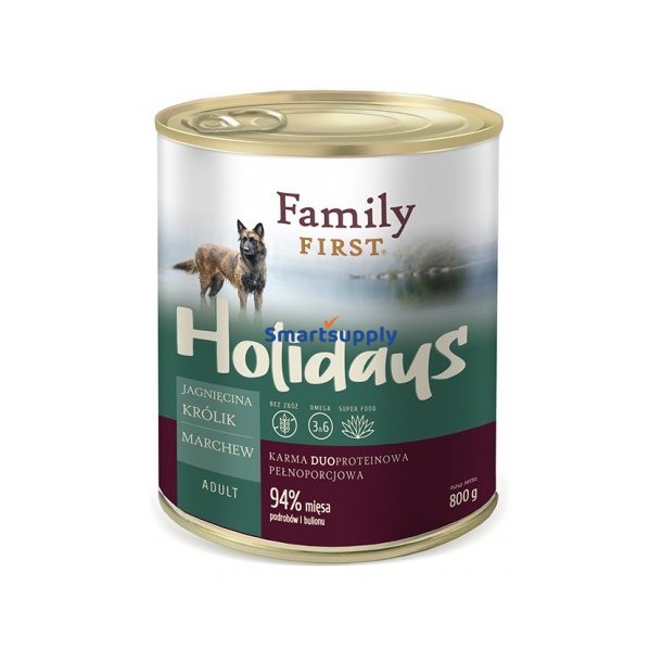 Family First Holidays Voksenlam, Kanin, Gulerod - Vdfoder Til Hunde - 800 G