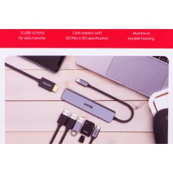 Unitek Hub Usb-C H1118a, Usb-A X3, Usb-C, Hdmi , Sd, Microsd