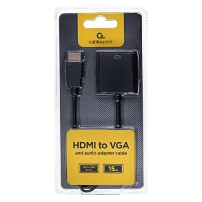 Gembird A-HDMI-VGA-03 videokabel adapter 0,15 m HDMI Type A (Standard) VGA (D-Sub) Sort
