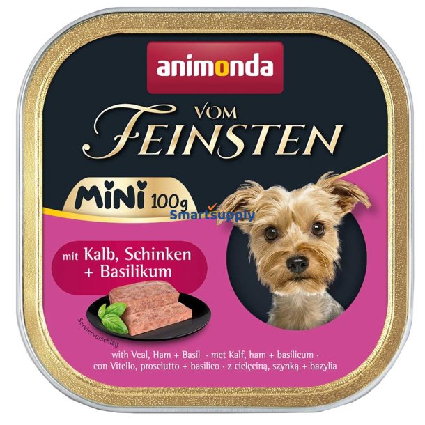 Animonda Vom Feinsten Adult Mini Kalvekd, Skinke Og Basilikum - Vdfoder Til Hunde - 100G
