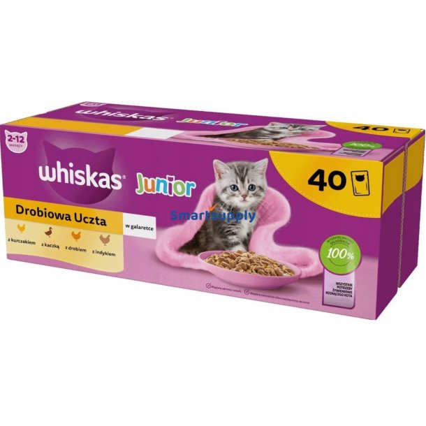 WHISKAS Junior Poultry in jelly - vd kattefoder - 40 x 85g