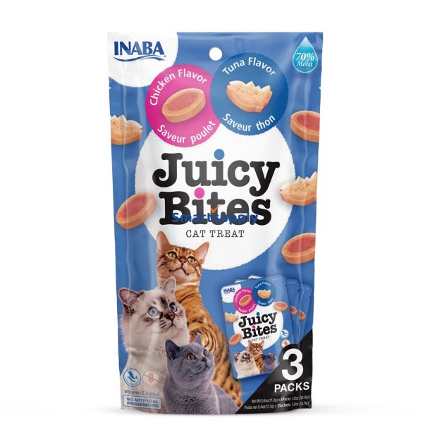 Inaba Juicy Bites Kylling Og Tun - Kattegodbidder - 3 X 11G