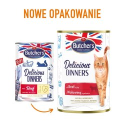 BUTCHER'S Delicious Dinners Oksek�dstykker i gel� - v�dt kattefoder - 400 g