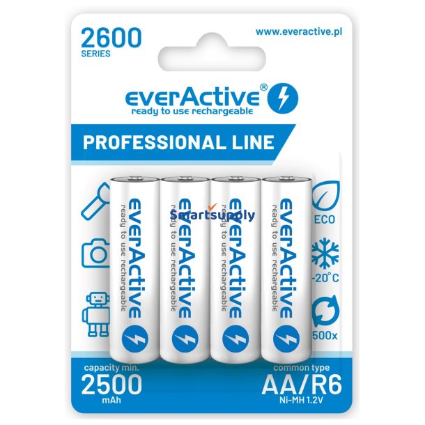 Genopladelige Batterier Everactive Ni-Mh R6 Aa 2600 mAh Professional Line