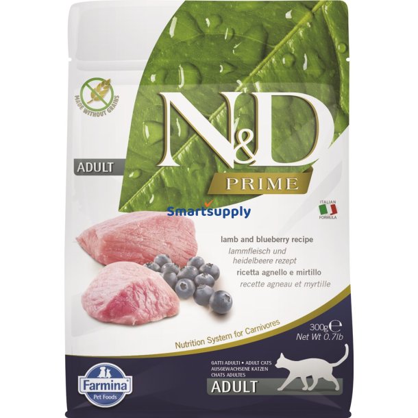 Farmina N &amp; D Prime Cat Lam Og Blbr Voksen - Trfoder Til Kat - 300 G