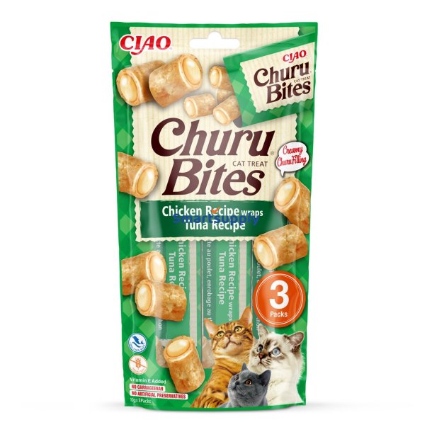 Inaba Churu Bites Tun Med Kylling - Kattegodbidder - 3X10 G