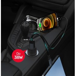 Unitek P1400a Biloplader 38W Usb-A Usb-C Qc 3.0