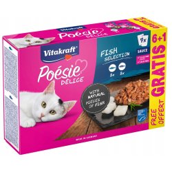 Vitakraft Po&eacute;sie Delice Fiskeudvalg - Vdfoder Til Katte - 6 + 1 X 85G