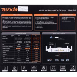 Tenda Rx3 Wi-Fi6 Dual Band Gigabit Router, Hvid