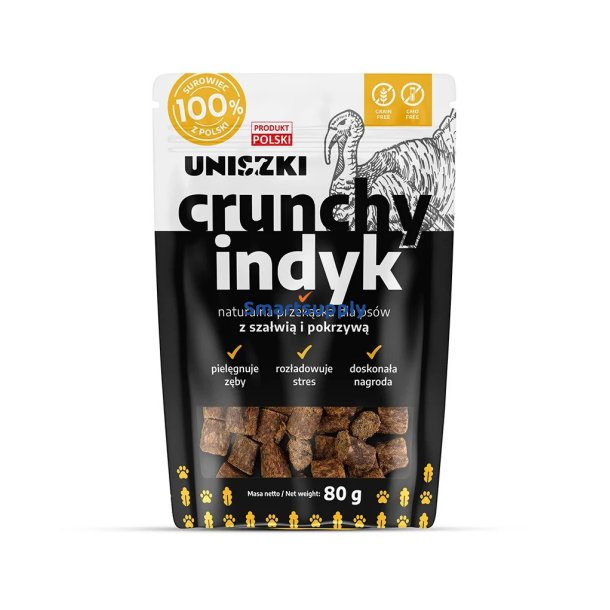 Uniszki Crunchy Kalkun Med Salvie Og Nlde - Hundegodbid - 80G