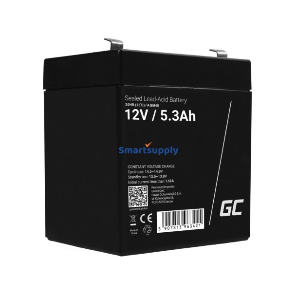 Green Cell Agm45 Ups Batteri Forseglet Blysyre (Vrla) 12V 5,3 Ah