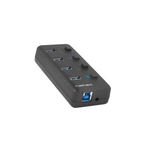 NATEC HUB USB 3.0 MANTIS 2 4-PORT MED SWITCH+STRMFORSYNING