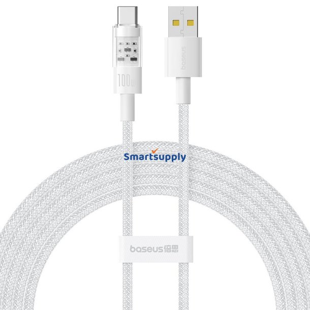 Baseus Gem Usb-A Til Usb-C Hurtigopladningskabel 2 M 100 W Hvid